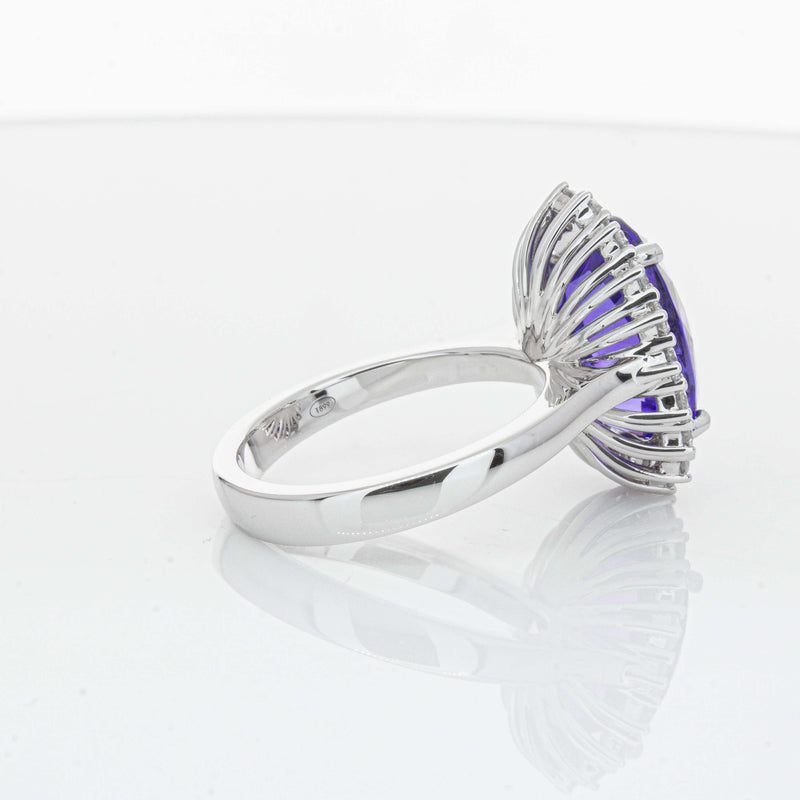 18ct White Gold 7.15ct Tanzanite & Diamond Belle Ring-Ring-Walker & Hall