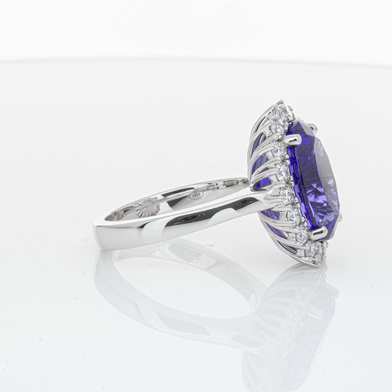 18ct White Gold 7.15ct Tanzanite & Diamond Belle Ring-Ring-Walker & Hall