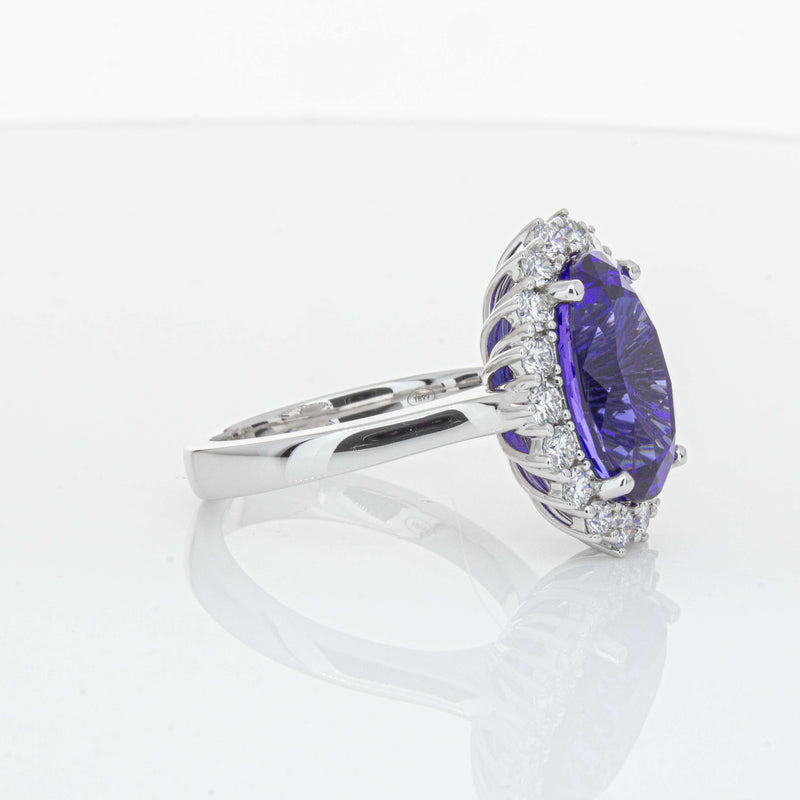18ct White Gold 7.15ct Tanzanite & Diamond Belle Ring-Ring-Walker & Hall