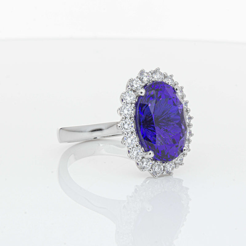 18ct White Gold 7.15ct Tanzanite & Diamond Belle Ring-Ring-Walker & Hall
