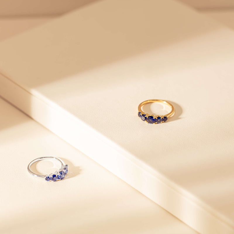 18ct Yellow Gold Five Stone Sapphire Octavia Ring-Ring-Walker & Hall