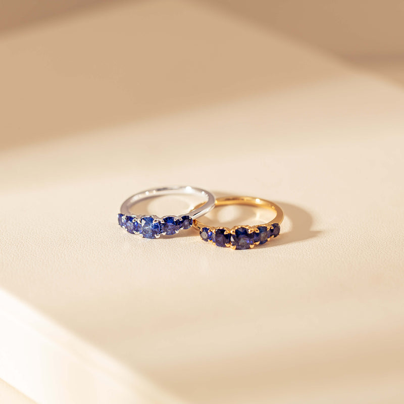 18ct Yellow Gold Five Stone Sapphire Octavia Ring-Ring-Walker & Hall