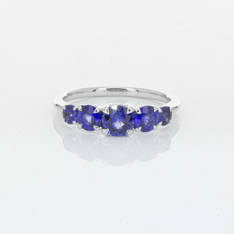 18ct White Gold Five Stone Sapphire Octavia Ring-Ring-Walker & Hall
