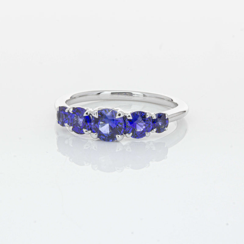 18ct White Gold Five Stone Sapphire Octavia Ring-Ring-Walker & Hall