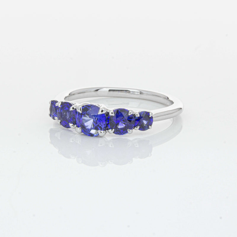 18ct White Gold Five Stone Sapphire Octavia Ring-Ring-Walker & Hall