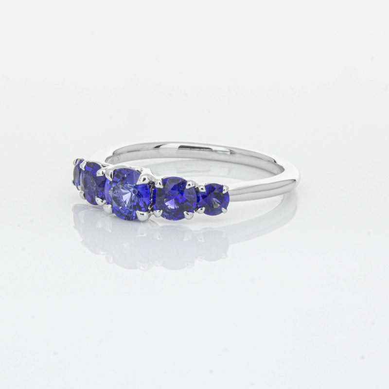 18ct White Gold Five Stone Sapphire Octavia Ring-Ring-Walker & Hall