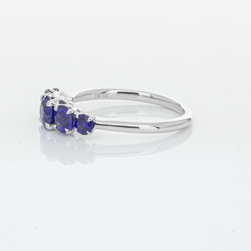 18ct White Gold Five Stone Sapphire Octavia Ring-Ring-Walker & Hall