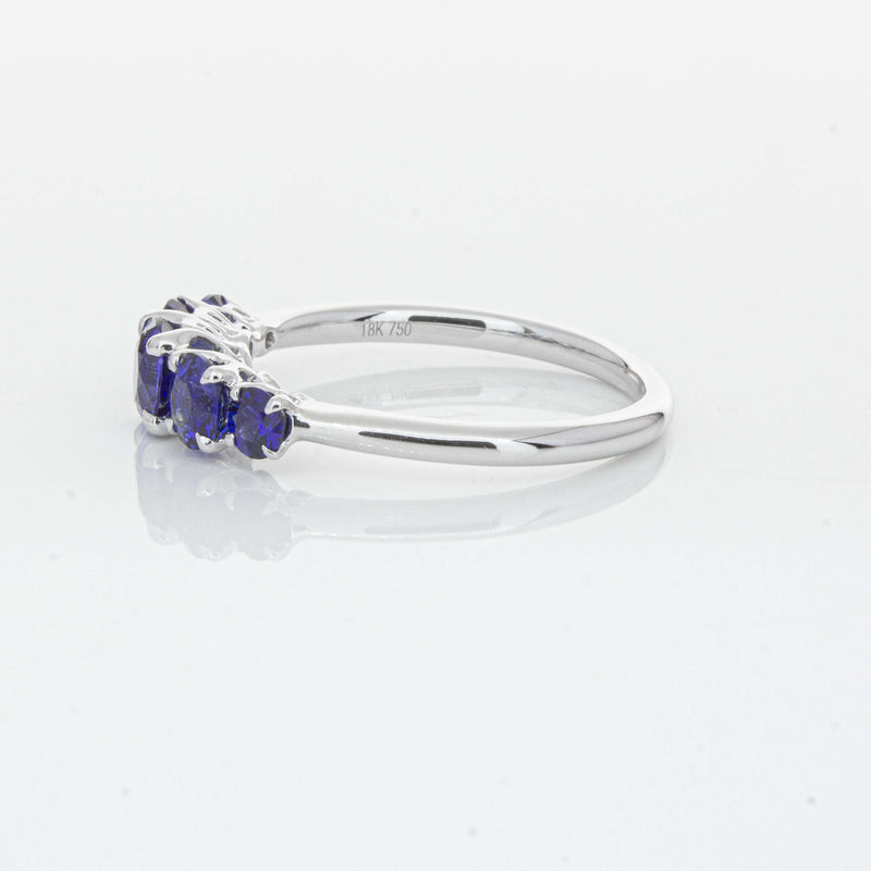 18ct White Gold Five Stone Sapphire Octavia Ring-Ring-Walker & Hall