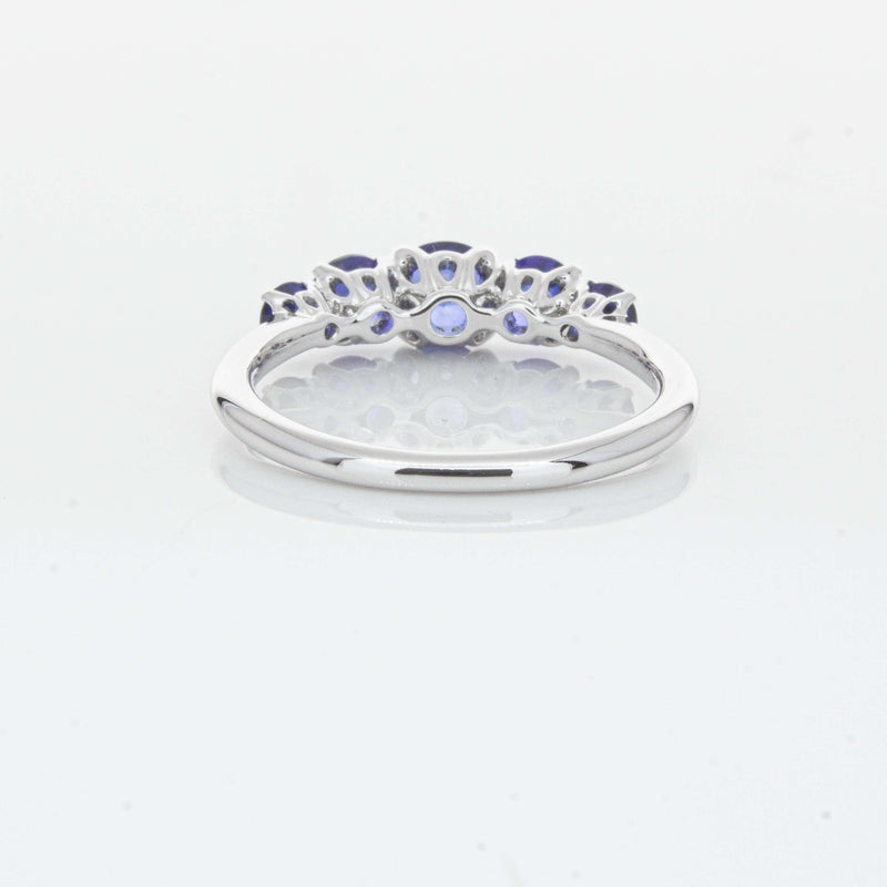 18ct White Gold Five Stone Sapphire Octavia Ring-Ring-Walker & Hall
