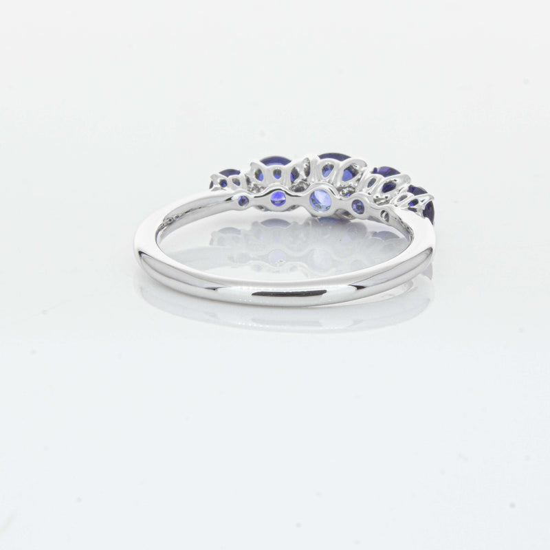 18ct White Gold Five Stone Sapphire Octavia Ring-Ring-Walker & Hall