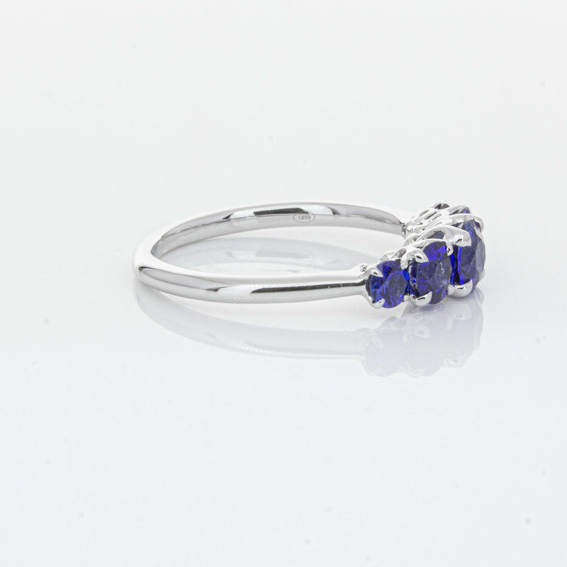 18ct White Gold Five Stone Sapphire Octavia Ring-Ring-Walker & Hall
