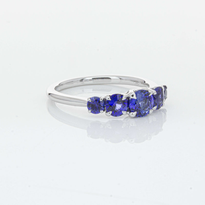 18ct White Gold Five Stone Sapphire Octavia Ring-Ring-Walker & Hall