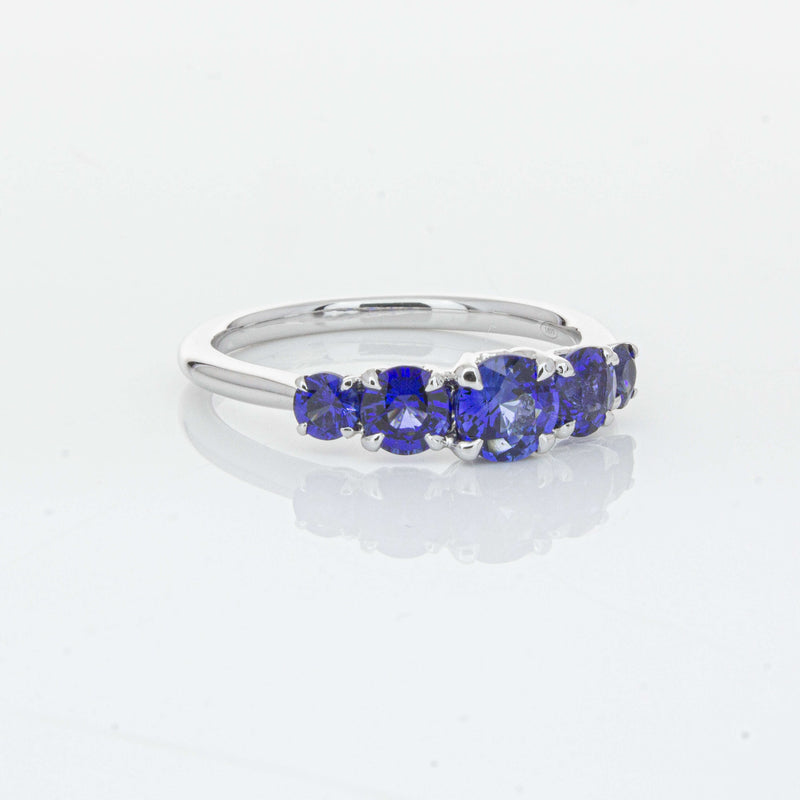 18ct White Gold Five Stone Sapphire Octavia Ring-Ring-Walker & Hall