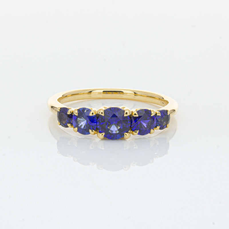 18ct Yellow Gold Five Stone Sapphire Octavia Ring-Ring-Walker & Hall