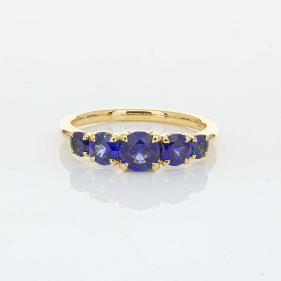 18ct Yellow Gold Five Stone Sapphire Octavia Ring-Ring-Walker & Hall