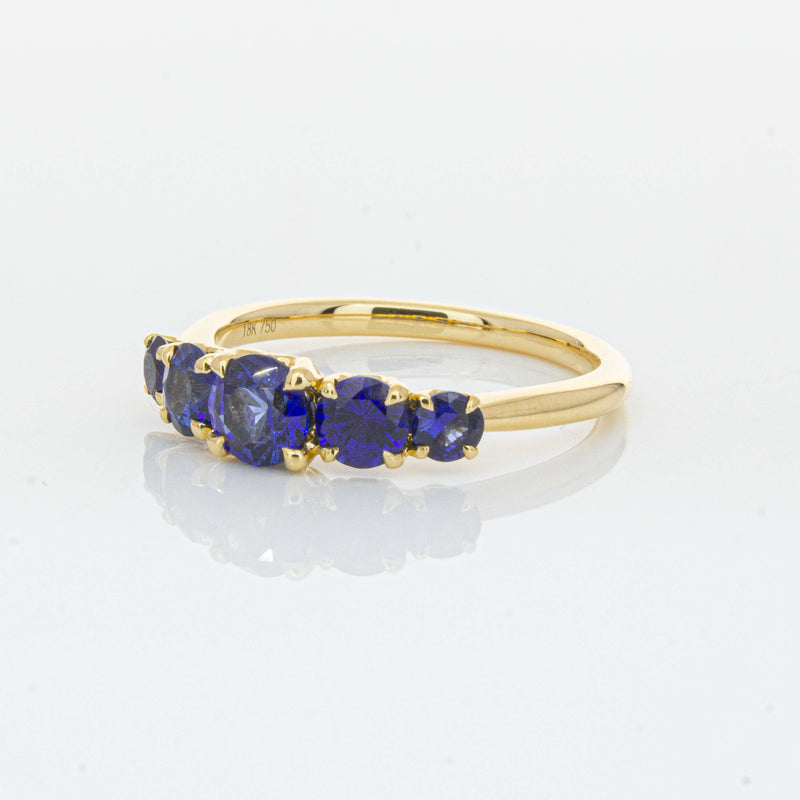18ct Yellow Gold Five Stone Sapphire Octavia Ring-Ring-Walker & Hall