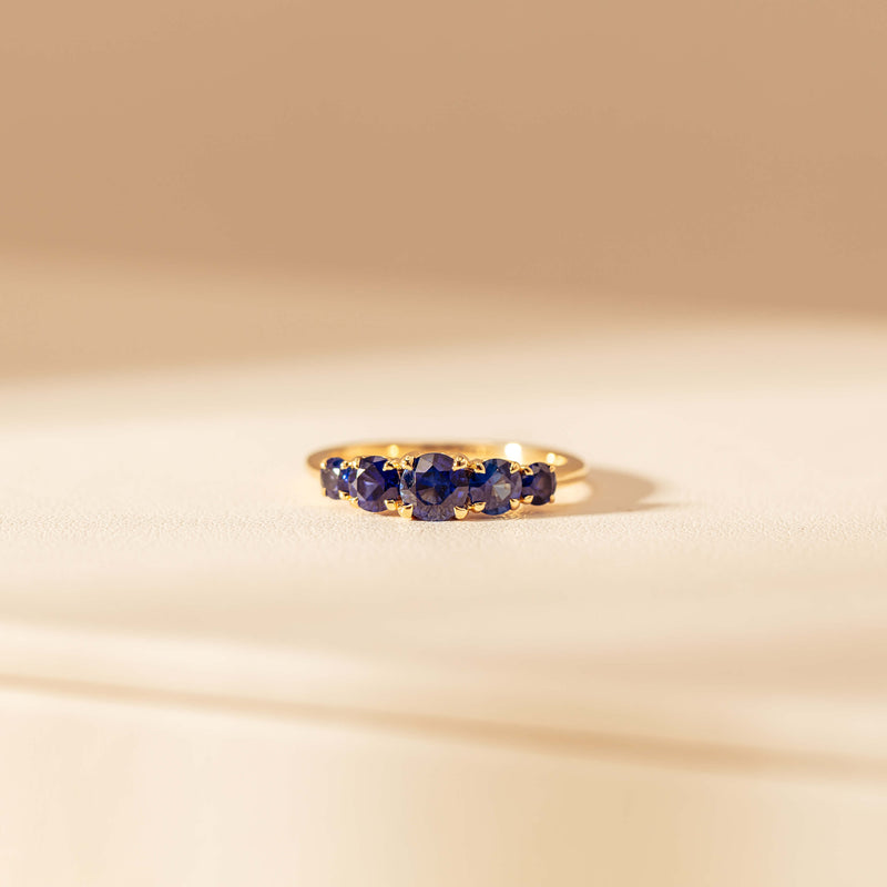 18ct Yellow Gold Five Stone Sapphire Octavia Ring-Ring-Walker & Hall