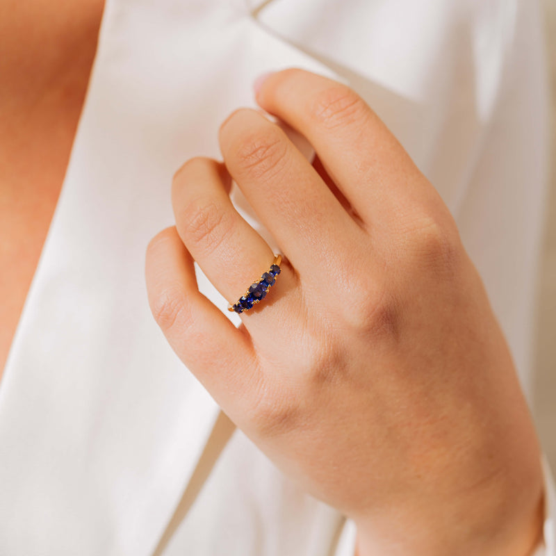 18ct Yellow Gold Five Stone Sapphire Octavia Ring-Ring-Walker & Hall