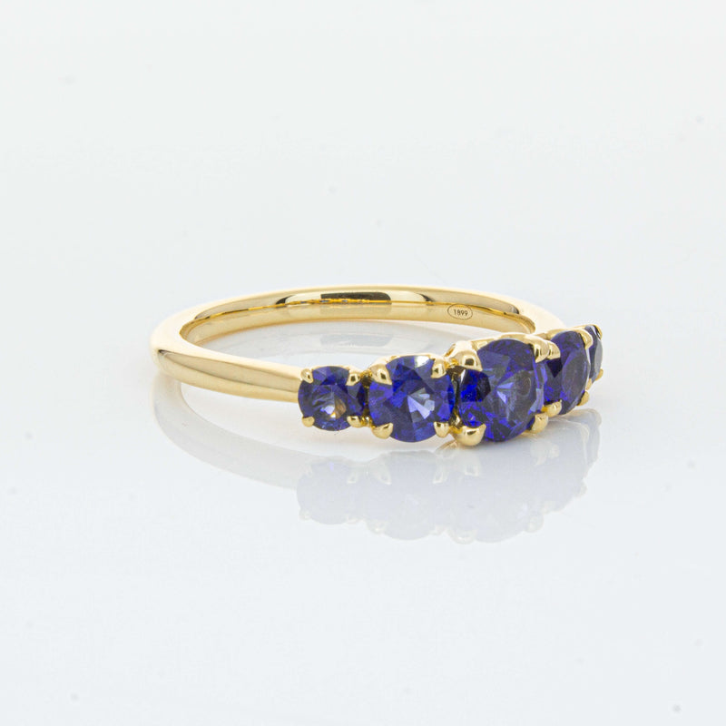 18ct Yellow Gold Five Stone Sapphire Octavia Ring-Ring-Walker & Hall