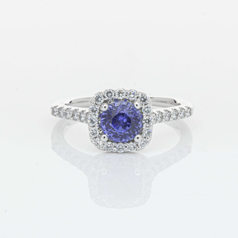 18ct White Gold 1.05ct Sapphire & Diamond Manhattan Ring-Ring-Walker & Hall