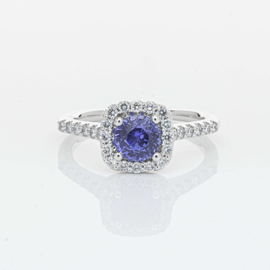 18ct White Gold 1.05ct Sapphire & Diamond Manhattan Ring-Ring-Walker & Hall