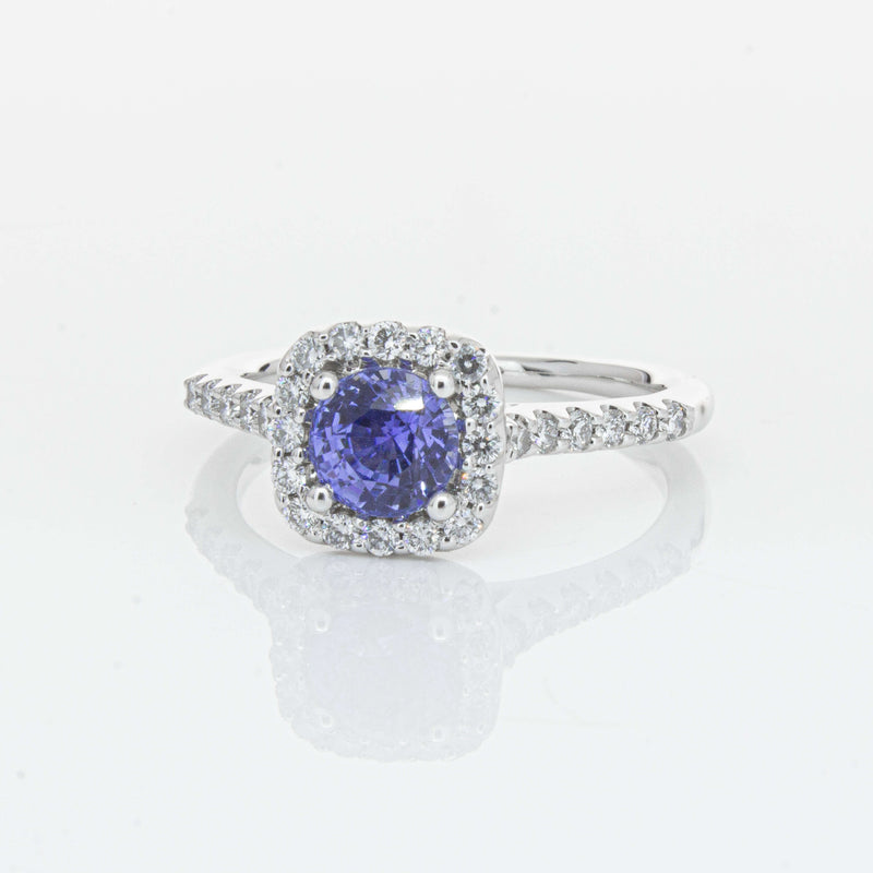 18ct White Gold 1.05ct Sapphire & Diamond Manhattan Ring-Ring-Walker & Hall
