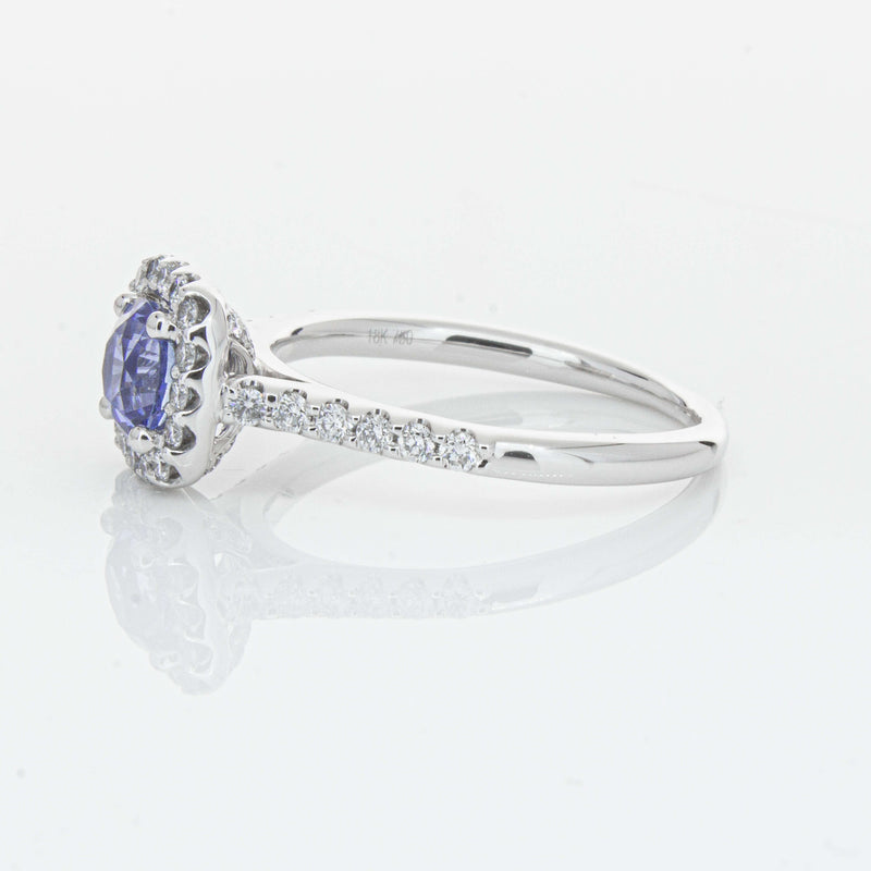 18ct White Gold 1.05ct Sapphire & Diamond Manhattan Ring-Ring-Walker & Hall