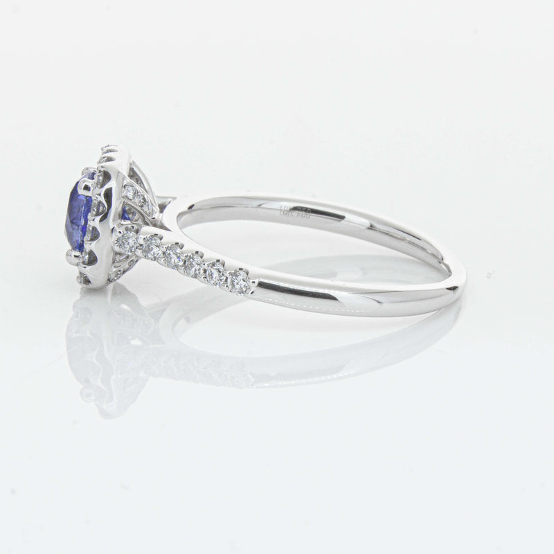 18ct White Gold 1.05ct Sapphire & Diamond Manhattan Ring-Ring-Walker & Hall