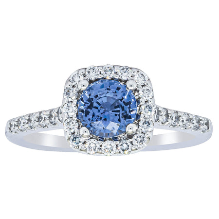 18ct White Gold 1.05ct Sapphire & Diamond Manhattan Ring-Ring-Walker & Hall