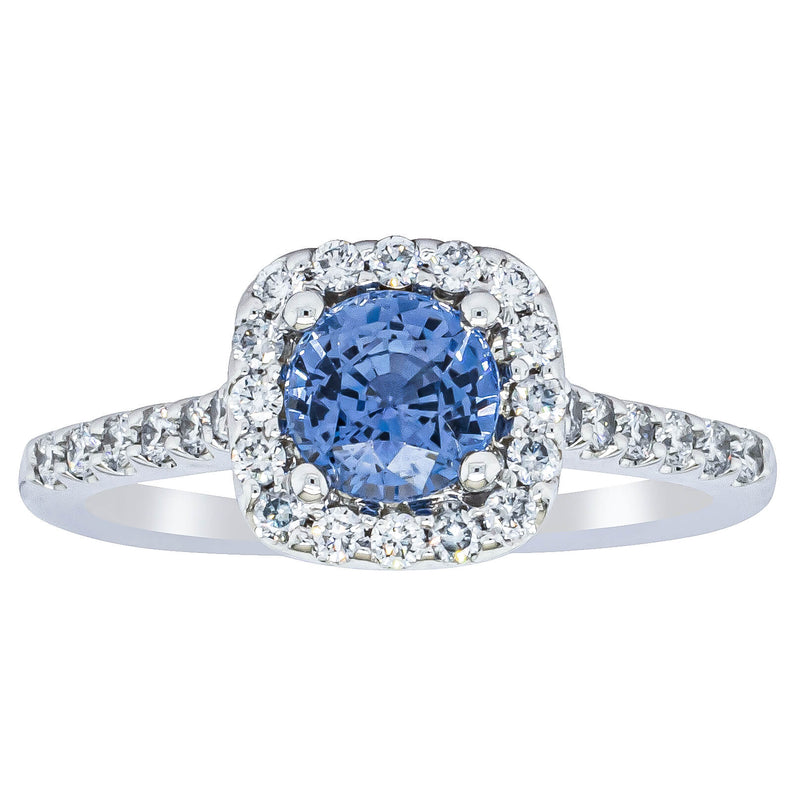18ct White Gold 1.05ct Sapphire & Diamond Manhattan Ring-Ring-Walker & Hall