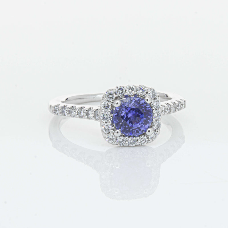 18ct White Gold 1.05ct Sapphire & Diamond Manhattan Ring-Ring-Walker & Hall