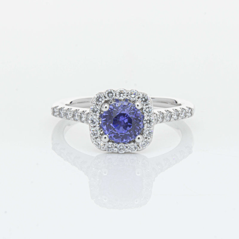 18ct White Gold 1.05ct Sapphire & Diamond Manhattan Ring-Ring-Walker & Hall