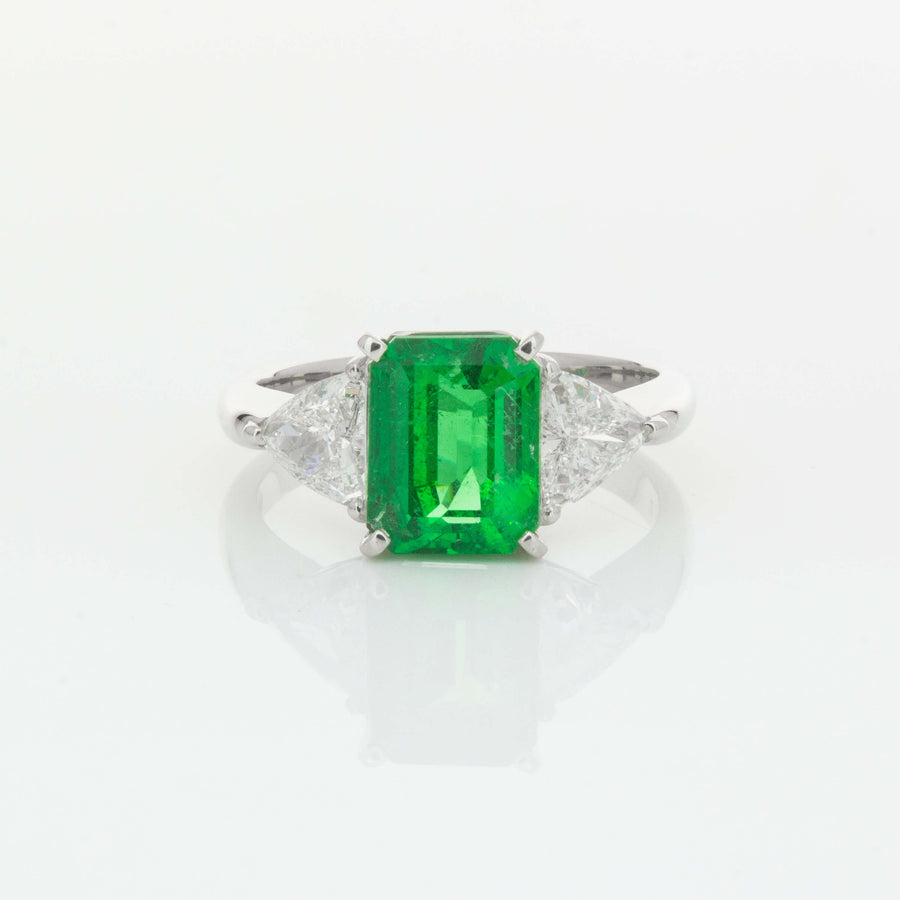 Deja Vu Platinum 2.03ct Emerald & Diamond Ring-Ring-Walker & Hall