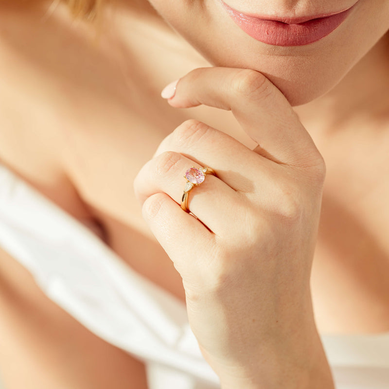 18ct Yellow Gold 1.68ct Pink Sapphire & Diamond Ayla Ring-Ring-Walker & Hall