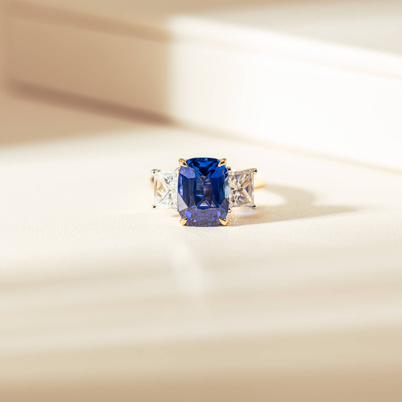 18ct Yellow Gold 8.03ct Sapphire & Diamond Ring-Ring-Walker & Hall