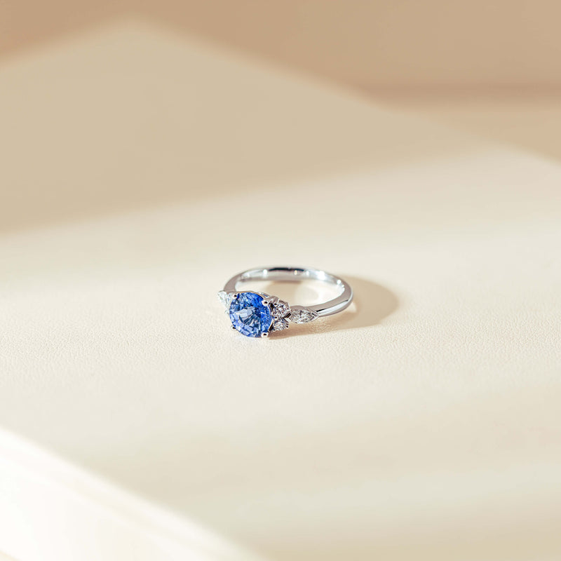 18ct White Gold 1.80ct Sapphire & Diamond Oriana Ring-Ring-Walker & Hall