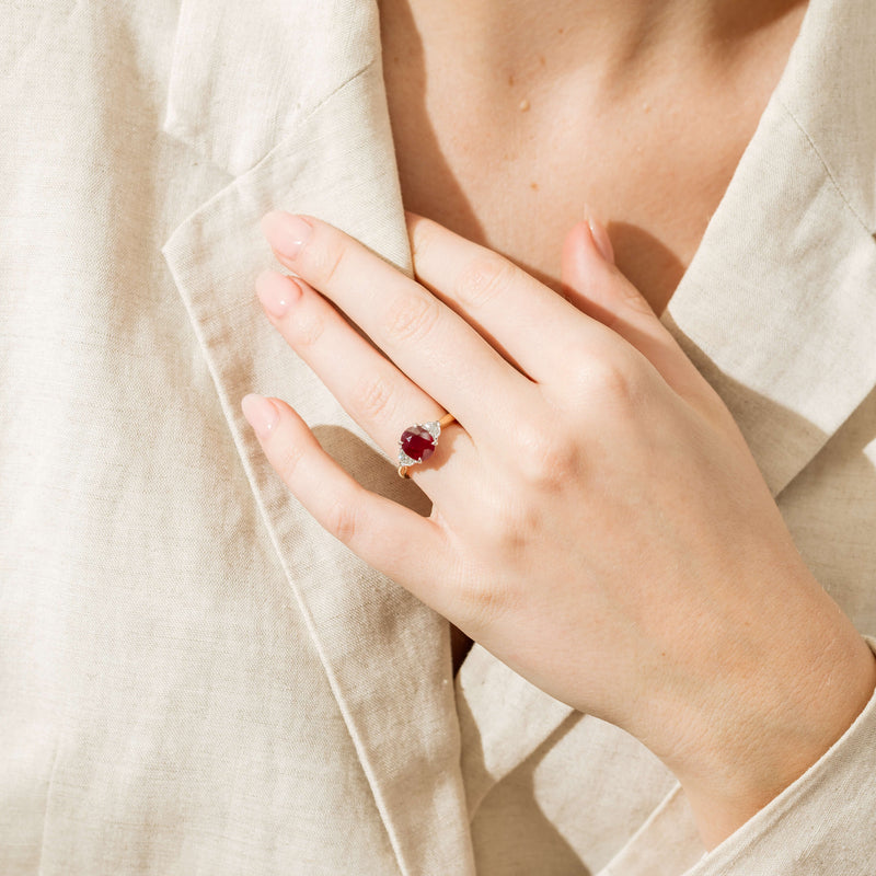 18ct Yellow Gold Ruby & Diamond Ring-Ring-Walker & Hall