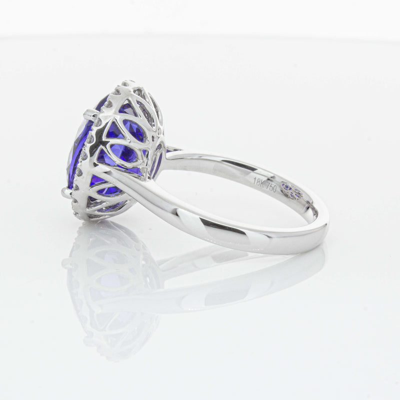 18ct White Gold 6.15ct Tanzanite & Diamond Fleur Ring-Ring-Walker & Hall