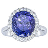 18ct White Gold 6.15ct Tanzanite & Diamond Fleur Ring-Ring-Walker & Hall