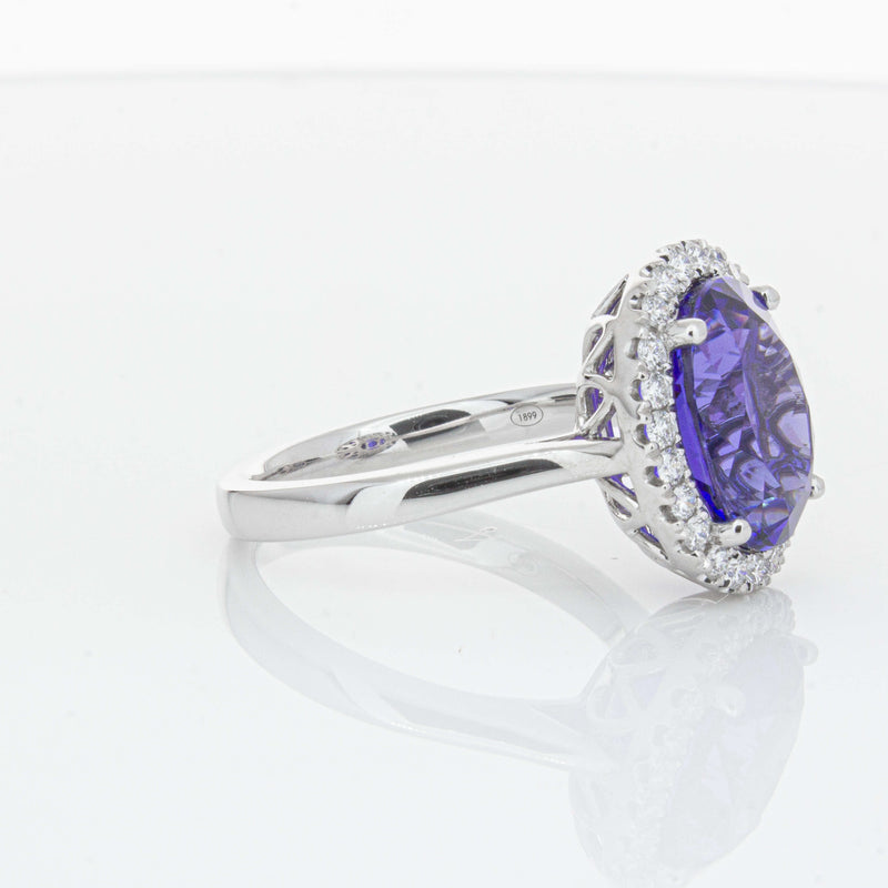18ct White Gold 6.15ct Tanzanite & Diamond Fleur Ring-Ring-Walker & Hall