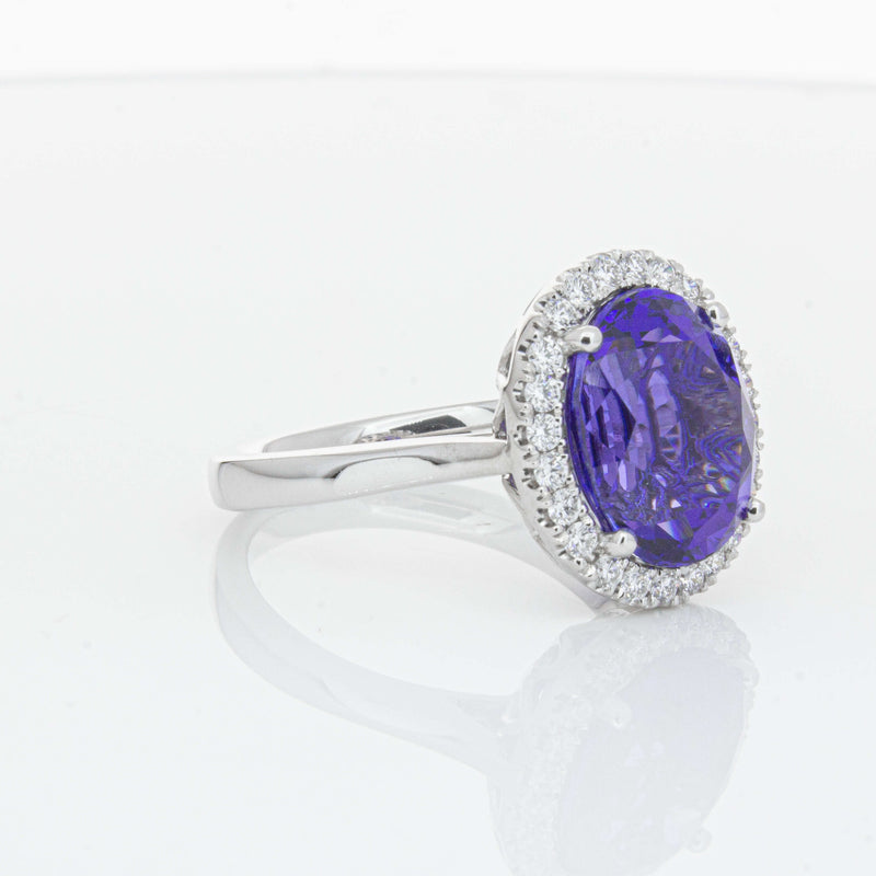 18ct White Gold 6.15ct Tanzanite & Diamond Fleur Ring-Ring-Walker & Hall