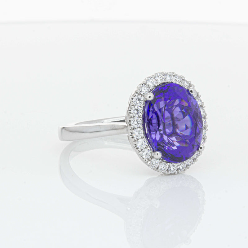 18ct White Gold 6.15ct Tanzanite & Diamond Fleur Ring-Ring-Walker & Hall