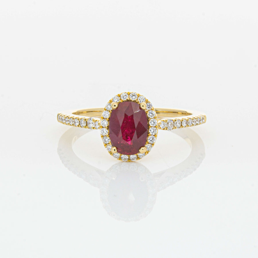18ct Yellow Gold 1.03ct Ruby & Diamond Mini Sierra Ring-Ring-Walker & Hall