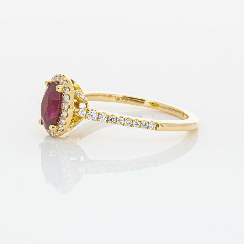 18ct Yellow Gold 1.03ct Ruby & Diamond Mini Sierra Ring-Ring-Walker & Hall