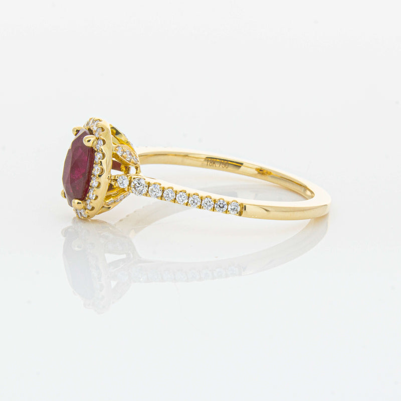 18ct Yellow Gold 1.03ct Ruby & Diamond Mini Sierra Ring-Ring-Walker & Hall