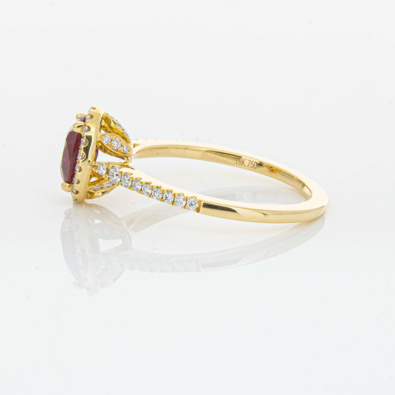 18ct Yellow Gold 1.03ct Ruby & Diamond Mini Sierra Ring-Ring-Walker & Hall