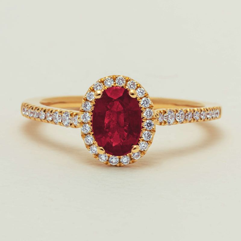 18ct Yellow Gold 1.03ct Ruby & Diamond Mini Sierra Ring - Ring - Walker & Hall