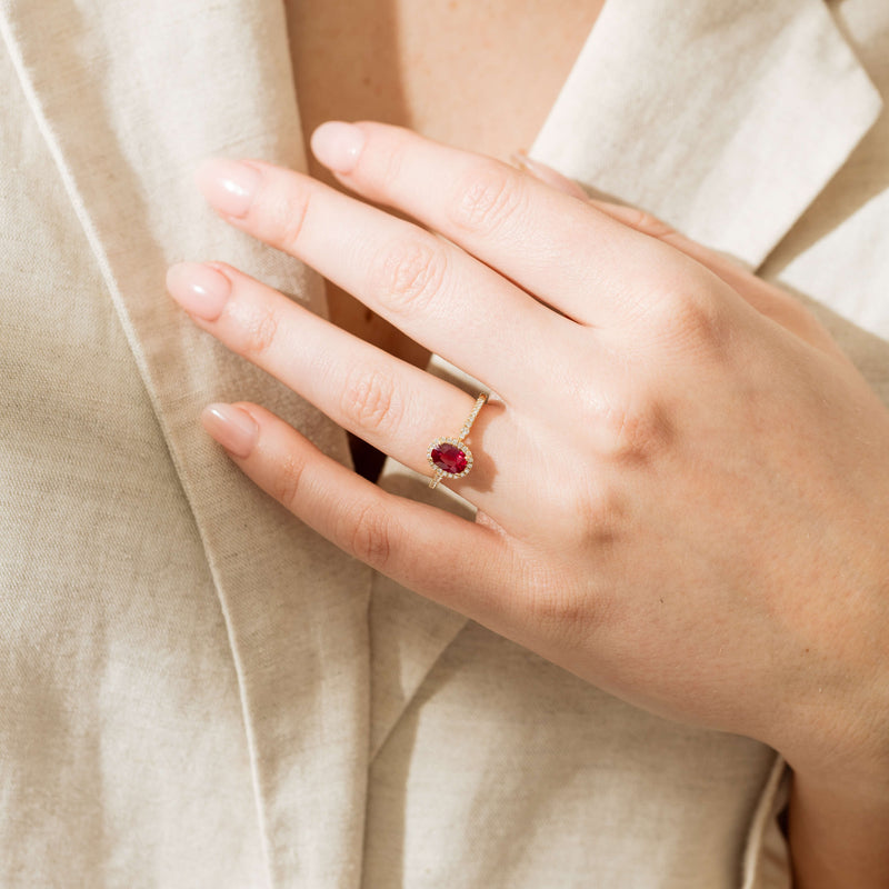 18ct Yellow Gold 1.03ct Ruby & Diamond Mini Sierra Ring-Ring-Walker & Hall
