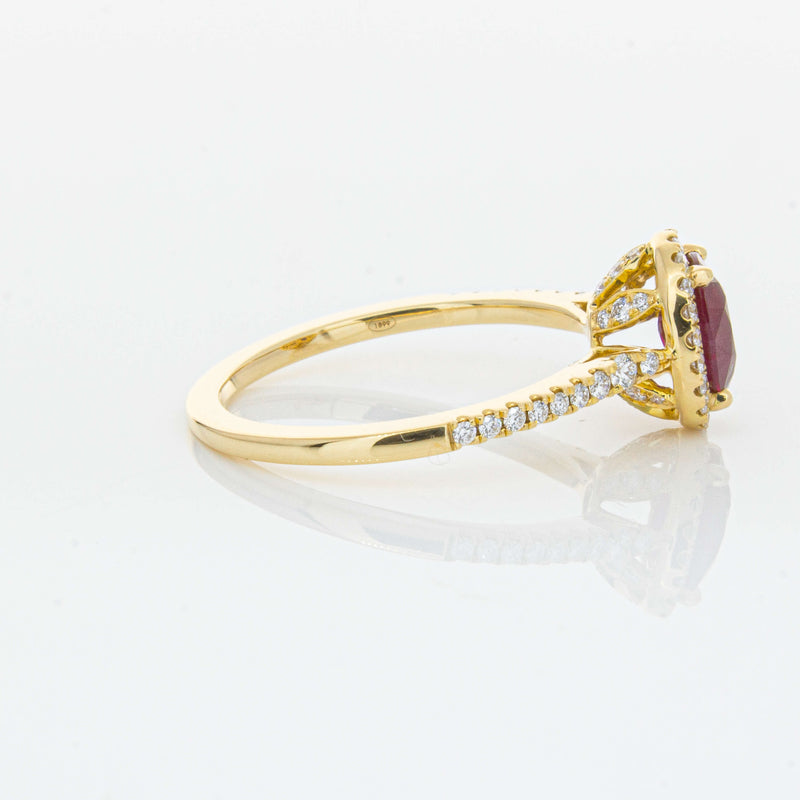 18ct Yellow Gold 1.03ct Ruby & Diamond Mini Sierra Ring-Ring-Walker & Hall