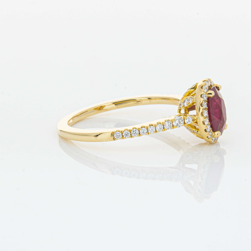 18ct Yellow Gold 1.03ct Ruby & Diamond Mini Sierra Ring-Ring-Walker & Hall